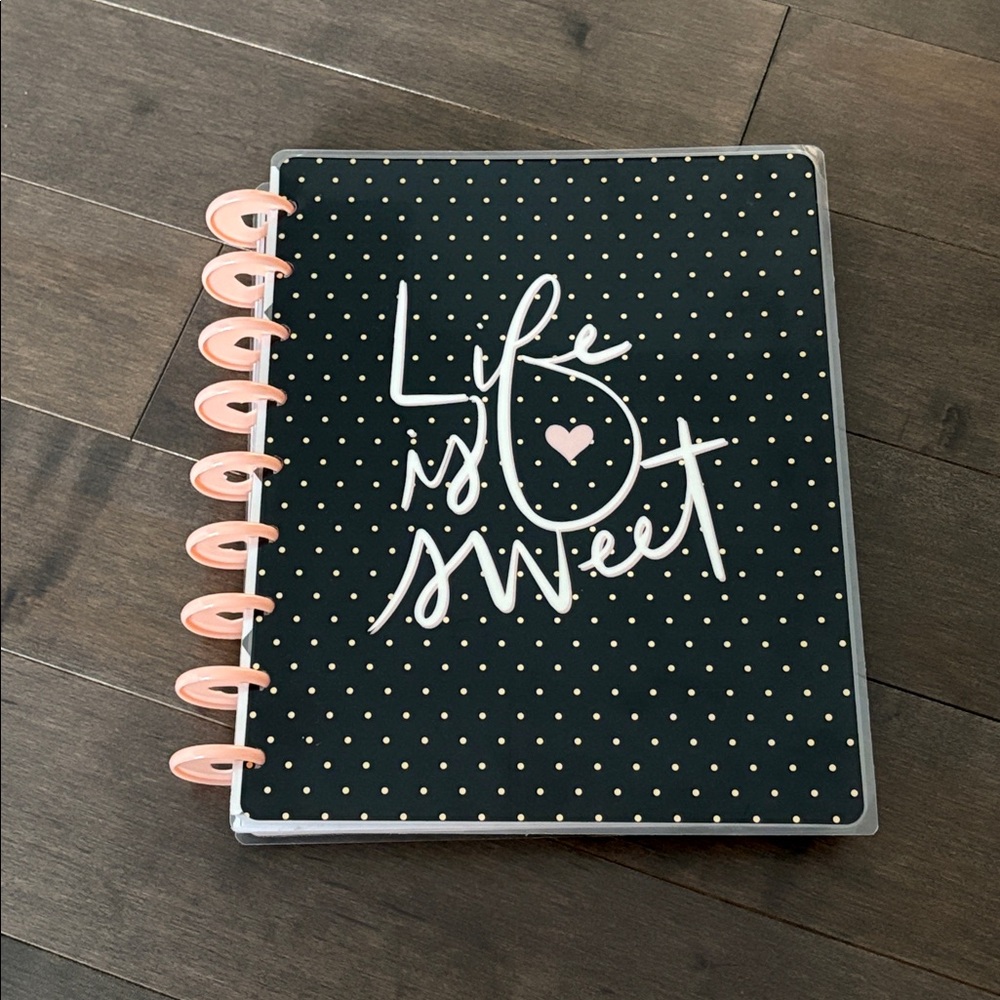 HAPPY PLANNER Life is Sweet Polka Dot Cat Notebook, Discbound Journal Neutral
